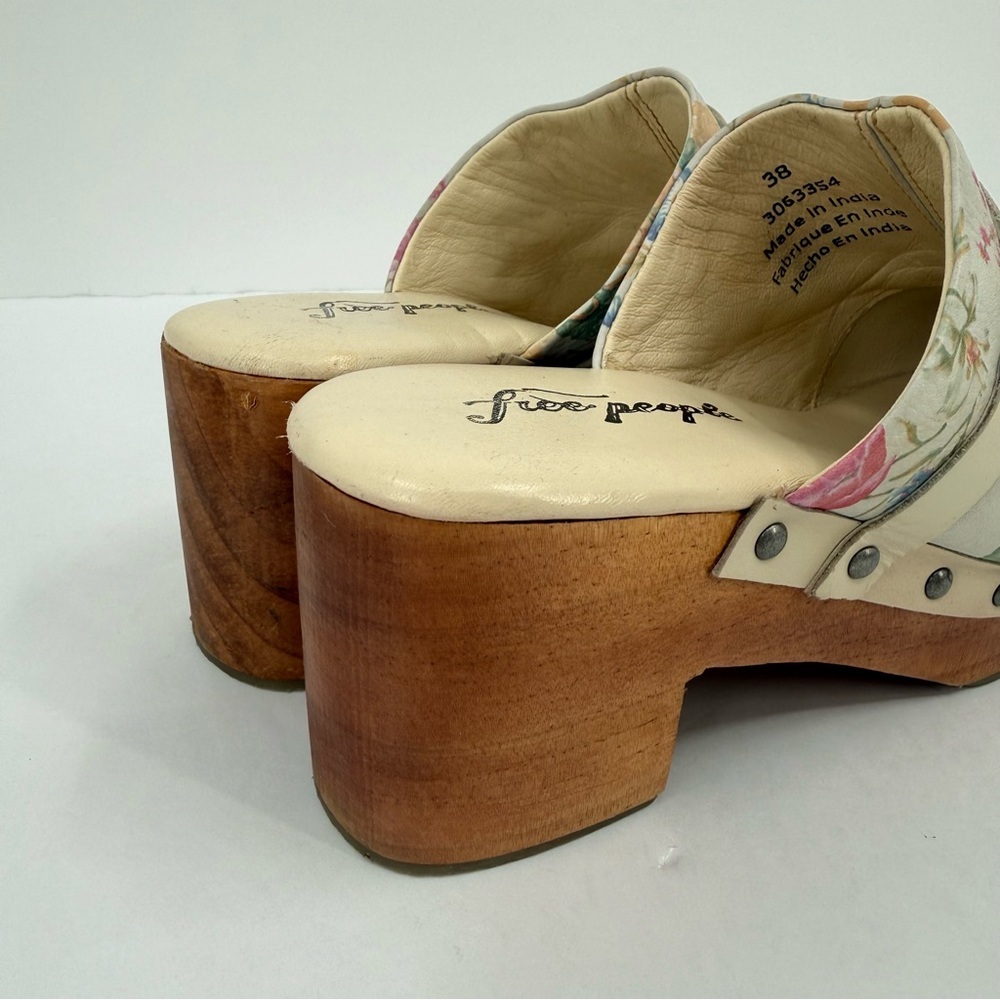Free People Calabasas Floral Wood Clog Size 38 or US 7.5 - Picture 5 of 13